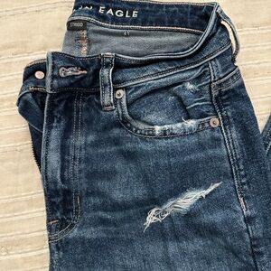American Eagle Dark Blue Embroidered Jeans